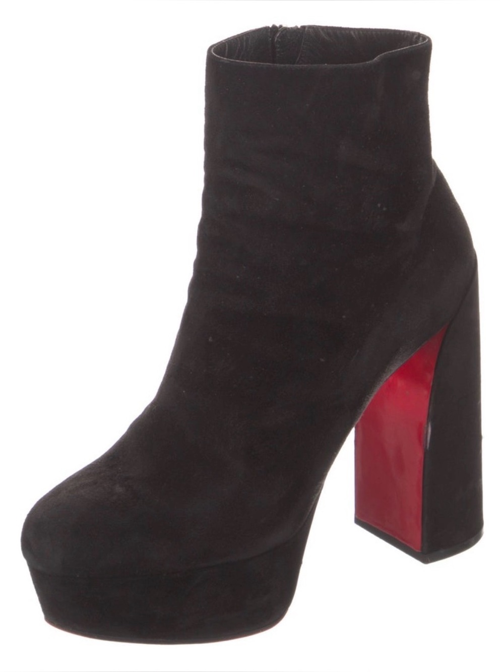 Christian Louboutin Black Modiva Suede Platform Ankle Boots Turn
